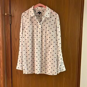 Talbots White and Navy Polka Dot Tunic